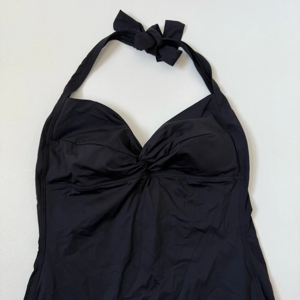 Tommy Bahama One Piece Black Bathing Suit Halter Top Style Womens Size 10